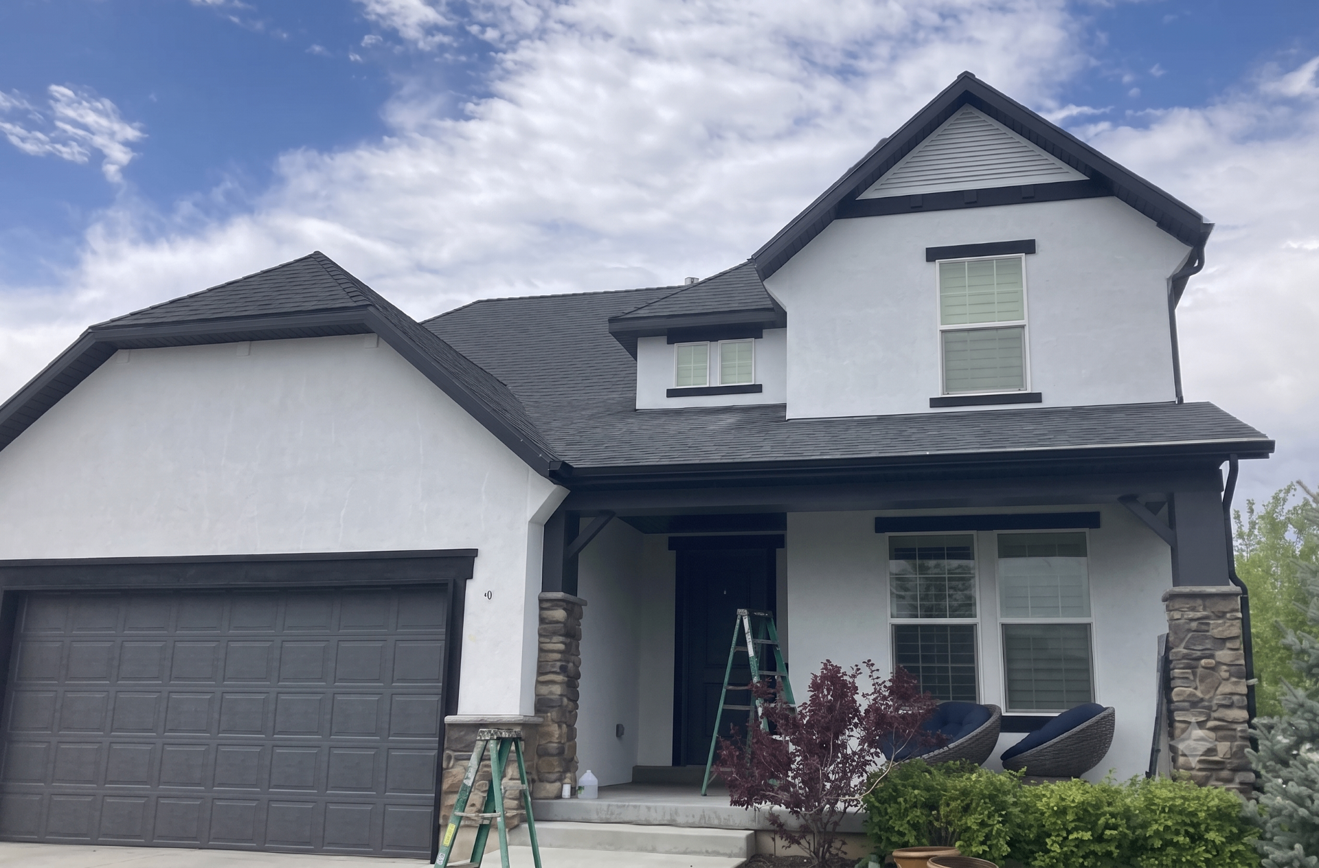 Exterior Repaint, White Body, Charcoal Accents, St. George, UT